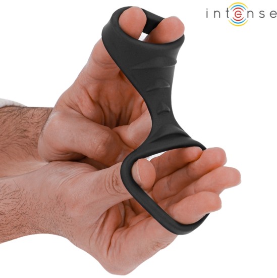 Intense Couples Toys INTENSE - THEO DOUBLE SILICONE PENIS RING BLACK MODEL 3