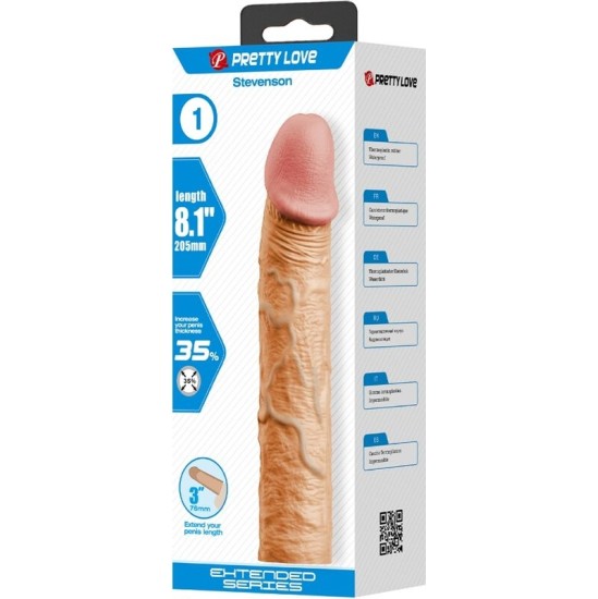 Pretty Love STEVENSON PENIS SLEEVE WITH 7.6 CM EXTENSION FLESH