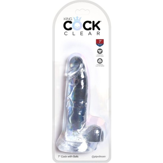 King Cock CLEAR REALISTIC PENIS WITH BALLS 15.2 CM TRANSPARENT