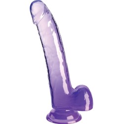 King Cock CLEAR DILDO WITH TESTICLES 20.3 CM PURPLE