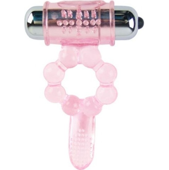 Baile For Him BAILE - SILICONE RING 10 TONGUE RHYTHMS WITH PINK VIBRATION