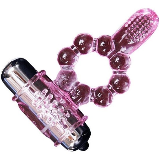 Baile For Him BAILE - SILICONE RING 10 TONGUE RHYTHMS WITH PINK VIBRATION