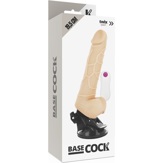 Basecock REALISTIC VIBRATOR REMOTE CONTROL NATURAL WITH TESTICLES 19.5 CM -O- 4 CM