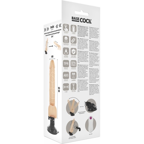 Basecock REALISTIC VIBRATOR REMOTE CONTROL NATURAL WITH TESTICLES 19.5 CM -O- 4 CM