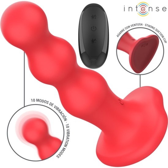Intense Fun INTENSE - CODY VIBRATOR WITH SUCTION CUP RED REMOTE CONTROL