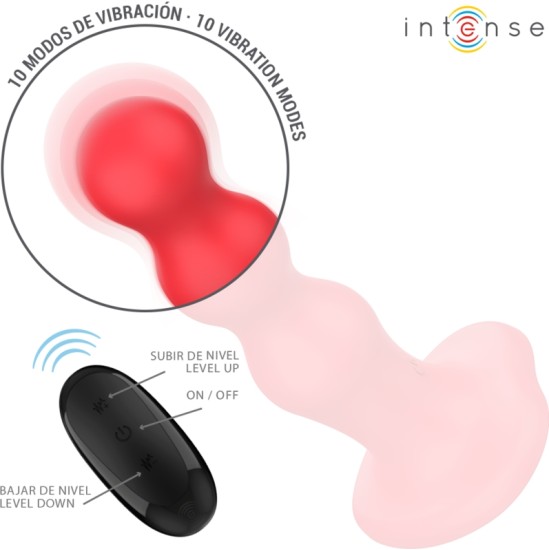 Intense Fun INTENSE - CODY VIBRATOR WITH SUCTION CUP RED REMOTE CONTROL
