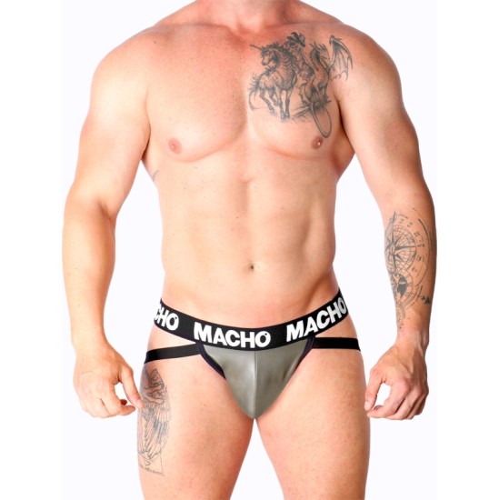 Macho Underwear MACHO - MX27GR JOCK LEATHER GRAY BEIGE L