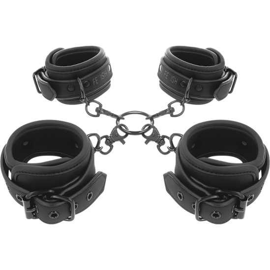 Fetish Submissive Bondage FETISH SUBMISSIVE - SET OF HAND AND ANKLE HANDCUFFS WITH NOPRENE LINING
