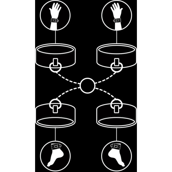 Fetish Submissive Bondage FETISH SUBMISSIVE - SET OF HAND AND ANKLE HANDCUFFS WITH NOPRENE LINING