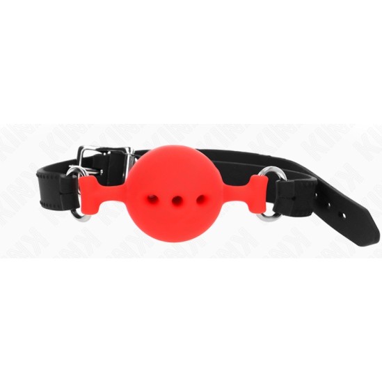 Kink Collar & Gag KINK - FULL SILICONE GAG 55 x 2 CM WITH 4.5 CM BALL SIZE M RED ADJUSTABLE 35-51 CM