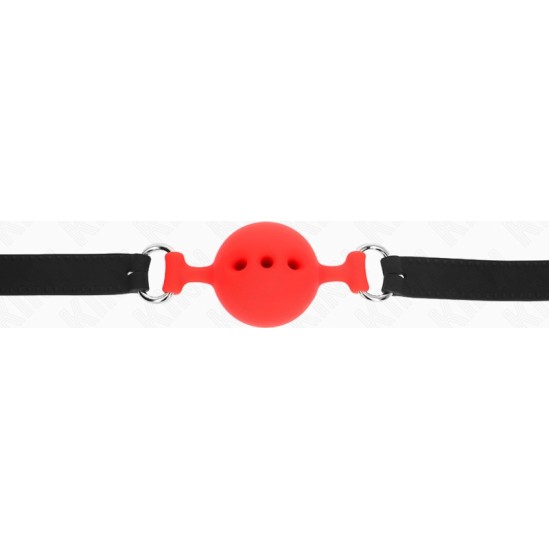 Kink Collar & Gag KINK - FULL SILICONE GAG 55 x 2 CM WITH 4.5 CM BALL SIZE M RED ADJUSTABLE 35-51 CM
