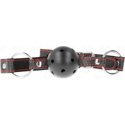 Kink Collar & Gag KINK - HOLLOW HARD BLACK BALL GAG MODEL 2 65 x 2.5 CM