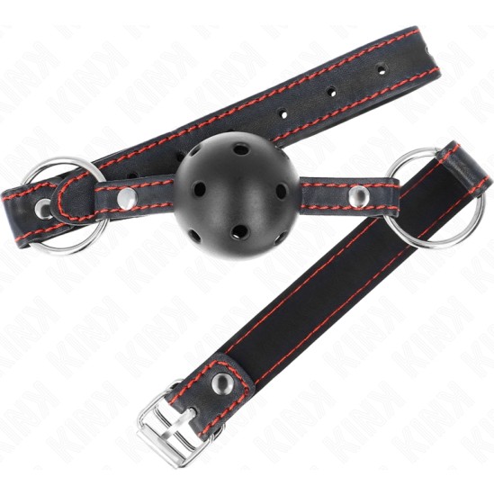 Kink Collar & Gag KINK - HOLLOW HARD BLACK BALL GAG MODEL 2 65 x 2.5 CM