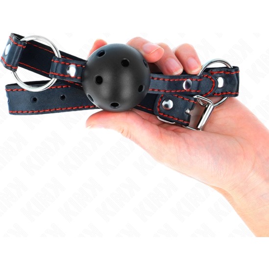 Kink Collar & Gag KINK - HOLLOW HARD BLACK BALL GAG MODEL 2 65 x 2.5 CM