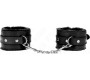 Kink Wrist Restraint KINK - PREMIUM FUR LINED WRIST RESTRAINTS BLACK WITH BLACK BELT ADJUSTABLE 17-29 CM X 6 CM