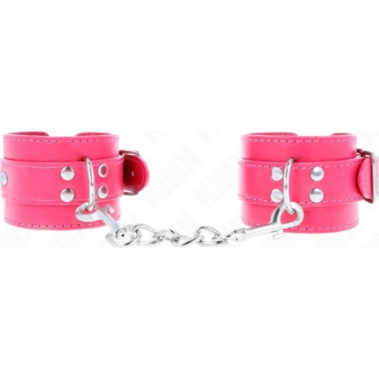 Kink Wrist Restraint KINK - WRIST RESTRAINTS RASPBERRY ROSE WITH RASPBERRY ROSE LINING ADJUSTABLE 20-28 CM X 5.5 CM