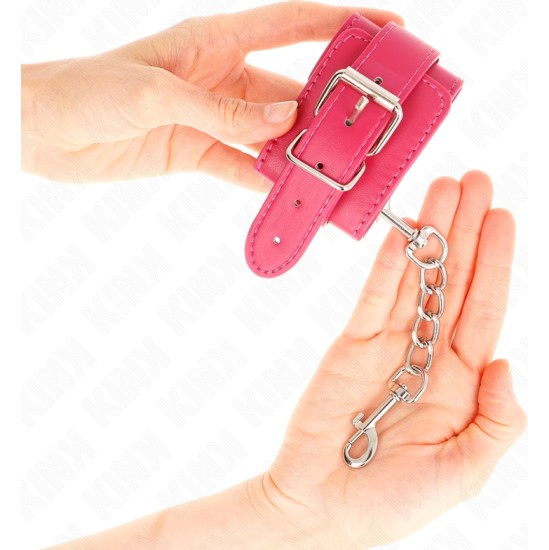 Kink Wrist Restraint KINK - WRIST RESTRAINTS RASPBERRY ROSE WITH RASPBERRY ROSE LINING ADJUSTABLE 20-28 CM X 5.5 CM