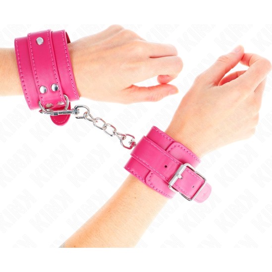 Kink Wrist Restraint KINK - WRIST RESTRAINTS RASPBERRY ROSE WITH RASPBERRY ROSE LINING ADJUSTABLE 20-28 CM X 5.5 CM