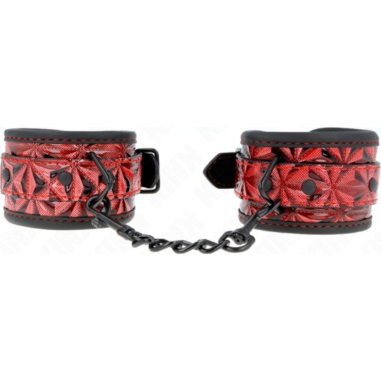 Kink Wrist Restraint KINK - DIAMOND PATTERN WRIST RESTRAINTS DARK RED ADJUSTABLE 17-26 CM X 5.5 CM