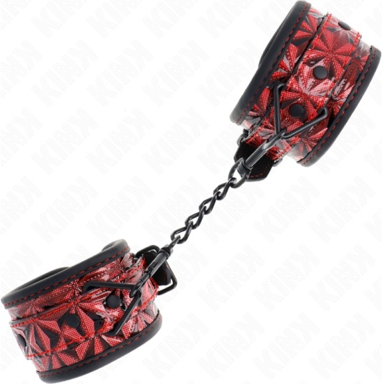 Kink Wrist Restraint KINK - DIAMOND PATTERN WRIST RESTRAINTS DARK RED ADJUSTABLE 17-26 CM X 5.5 CM