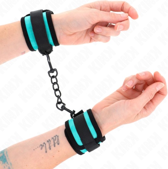 Kink Wrist Restraint KINK - HOOK AND LOOP NYLON BIND WRIST RESTRAINTS BLACK-BLUE ADJUSTABLE 18-32 CM X 5 CM