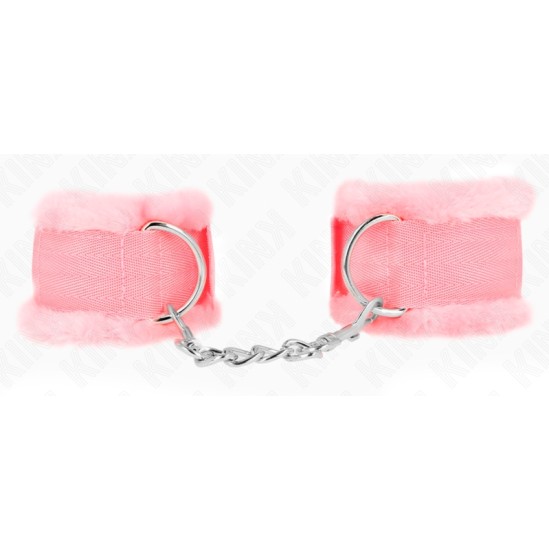 Kink Wrist Restraint KINK - FURRY LINED WRIST RESTRAINTS PINK ADJUSTABLE 17-31 CM X 7 CM