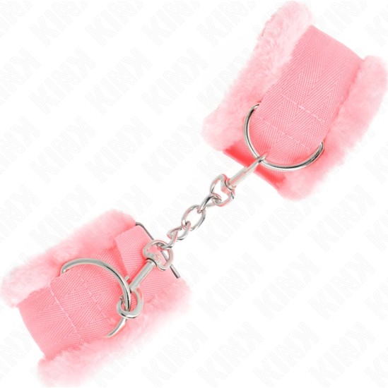 Kink Wrist Restraint KINK - FURRY LINED WRIST RESTRAINTS PINK ADJUSTABLE 17-31 CM X 7 CM