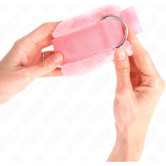 Kink Wrist Restraint KINK - FURRY LINED WRIST RESTRAINTS PINK ADJUSTABLE 17-31 CM X 7 CM