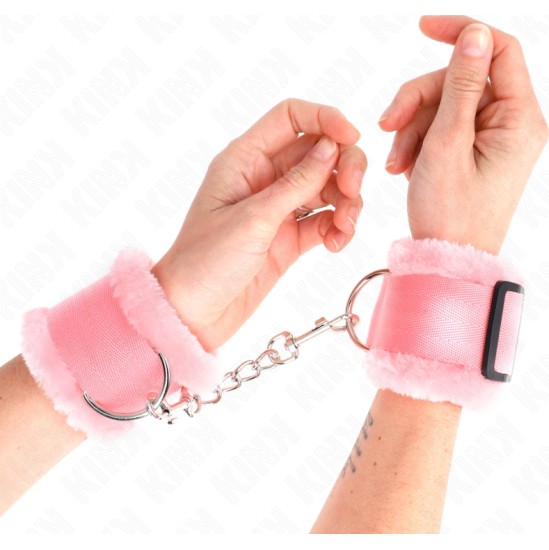 Kink Wrist Restraint KINK - FURRY LINED WRIST RESTRAINTS PINK ADJUSTABLE 17-31 CM X 7 CM