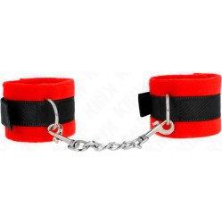 Kink Wrist Restraint KINK - BEGINNER FUR HAND CUFFS BLACK-RED 30 X 7 CM