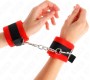 Kink Wrist Restraint KINK - BEGINNER FUR HAND CUFFS BLACK-RED 30 X 7 CM
