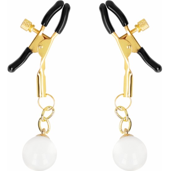 Kink Nipple Grip KINK - GLASS BEAD NIPPLE CLAMPS GOLD 6 CM