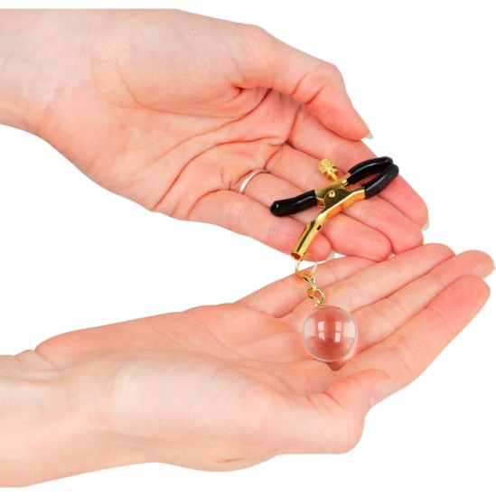 Kink Nipple Grip KINK - GLASS BEAD NIPPLE CLAMPS GOLD 6 CM