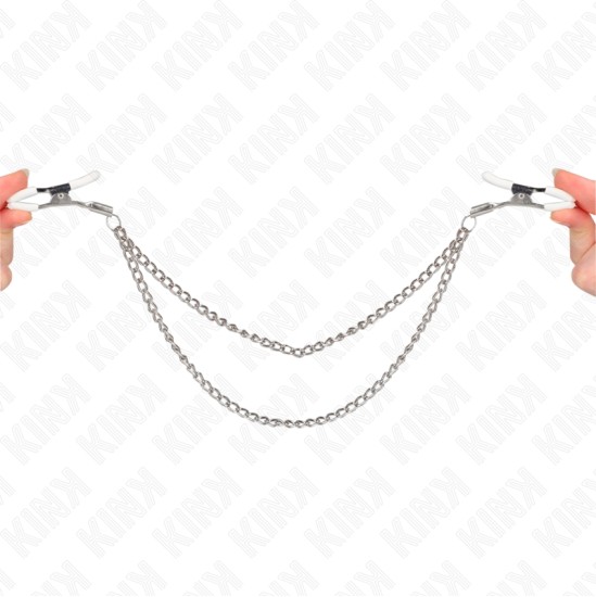 Kink Nipple Grip KINK - NIPPLE CLAMPS WITH 2 THIN CHAINS SILVER 20/23 CM
