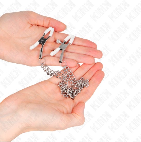 Kink Nipple Grip KINK - NIPPLE CLAMPS WITH 2 THIN CHAINS SILVER 20/23 CM