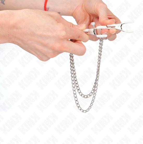 Kink Nipple Grip KINK - NIPPLE CLAMPS WITH 2 THIN CHAINS SILVER 20/23 CM