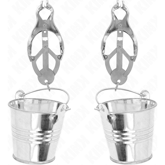 Kink Nipple Grip KINK - JAPANESE CLOVER NIPPLE CLAMPS WITH BUCKETS SILVER