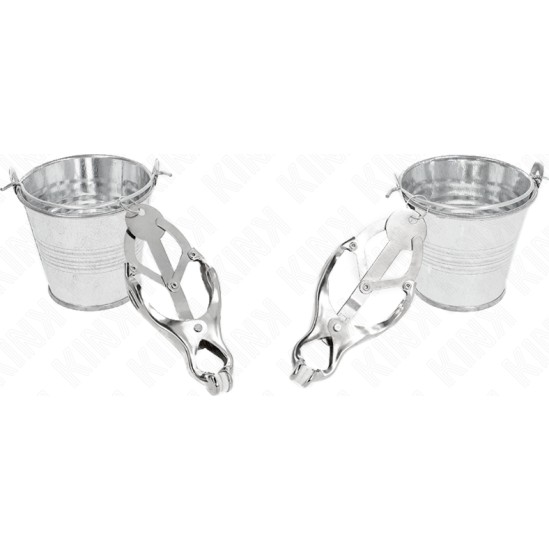 Kink Nipple Grip KINK - JAPANESE CLOVER NIPPLE CLAMPS WITH BUCKETS SILVER