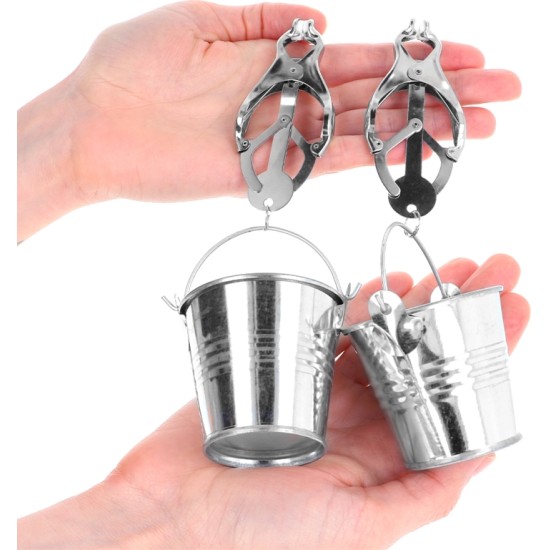 Kink Nipple Grip KINK - JAPANESE CLOVER NIPPLE CLAMPS WITH BUCKETS SILVER