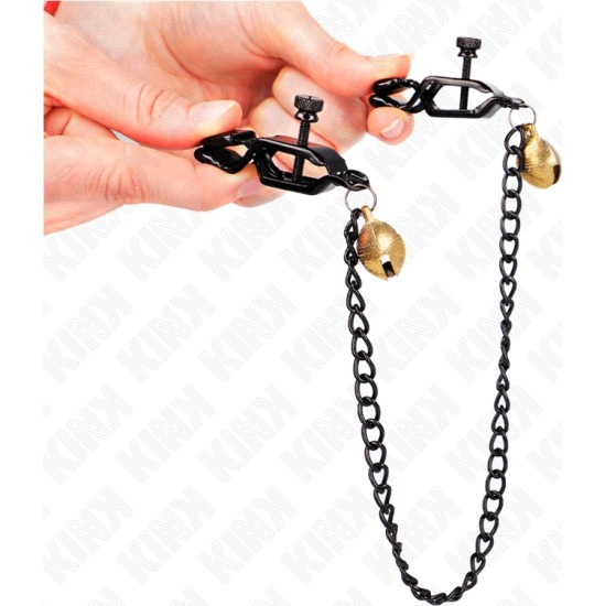Kink Nipple Grip KINK - FLAT CHAIN NIPPLE CLAMPS AND BELL SILVER 30 CM