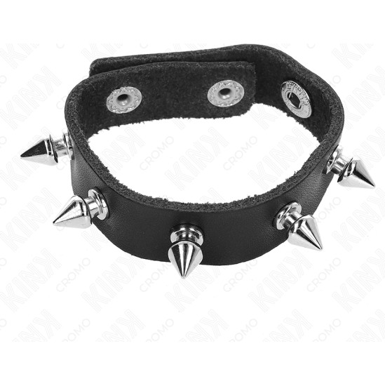 Kink Ring Power KINK - LEATHER PENIS RING WITH SPIKES 21.5 X 1.6 CM