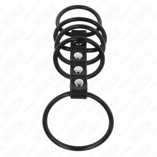 Kink Ring Power KINK - 5 SILICONE PENIS RINGS 3.8 CM TO 4.8 CM CONNECTED BY LEATHER