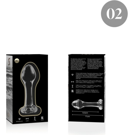 Nebula Series By Ibiza MODEL 2 ANAL PLUG BOROSILICATE GLASS CLEAR 11 CM -O- 3.5 CM