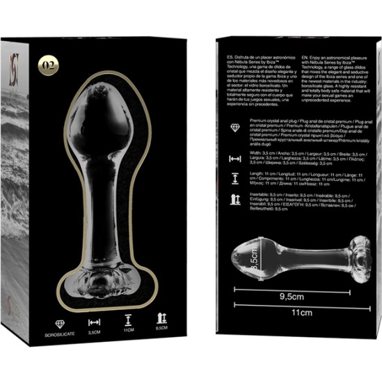 Nebula Series By Ibiza MODEL 2 ANAL PLUG BOROSILICATE GLASS CLEAR 11 CM -O- 3.5 CM
