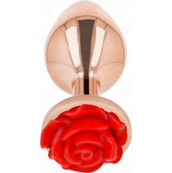 Kink Pleasure Plugs KINK - PINK GOLD ANAL PLUG WITH RED ROSE L