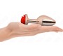 Kink Pleasure Plugs KINK - PINK GOLD ANAL PLUG WITH RED ROSE L
