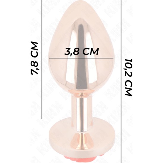 Kink Pleasure Plugs KINK - PINK GOLD ANAL PLUG WITH RED ROSE L