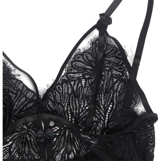 Subblime Babydolls SUBBLIME - BABYDOLL WITH ADJUSTABLE LACE STRAPS BLACK L/XL