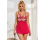 Subblime Babydolls SUBBLIME - 954130 BABYDOLL WITH RED FLORAL DESIGN L/XL