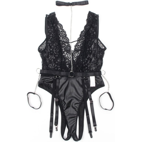 Subblime Bodystockings SUBBLIME - 954390 SEXY BODY WITH GARTER BELT BLACK L/XL